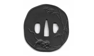 Tsuba Tigre sur bambou