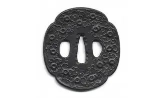 Tsuba Chrysanthème arabesque